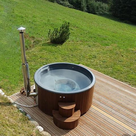 SaunaLife Model S4N Wood-Fired Hot Tub Soak-Series Home Wood-Burning Hot Tub, Natural, Up to 6 Persons