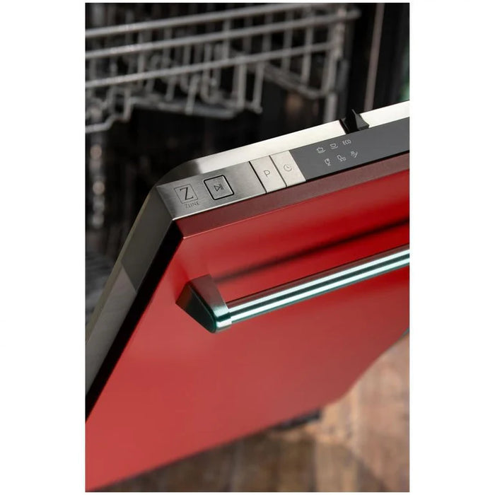 ZLINE 18 in. Top Control Dishwasher in Red Matte Stainless Steel