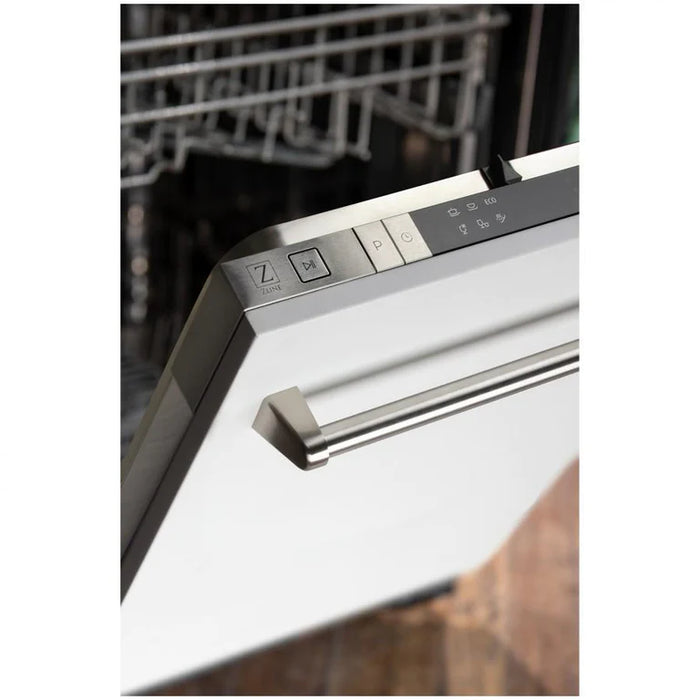ZLINE 18 in. Top Control Dishwasher in White Matte Stainless Steel