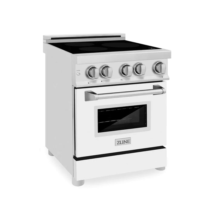 ZLINE 24 In. 2.8 cu. ft. Induction Range with a 3 Element Stove and Electric Oven in White Matte