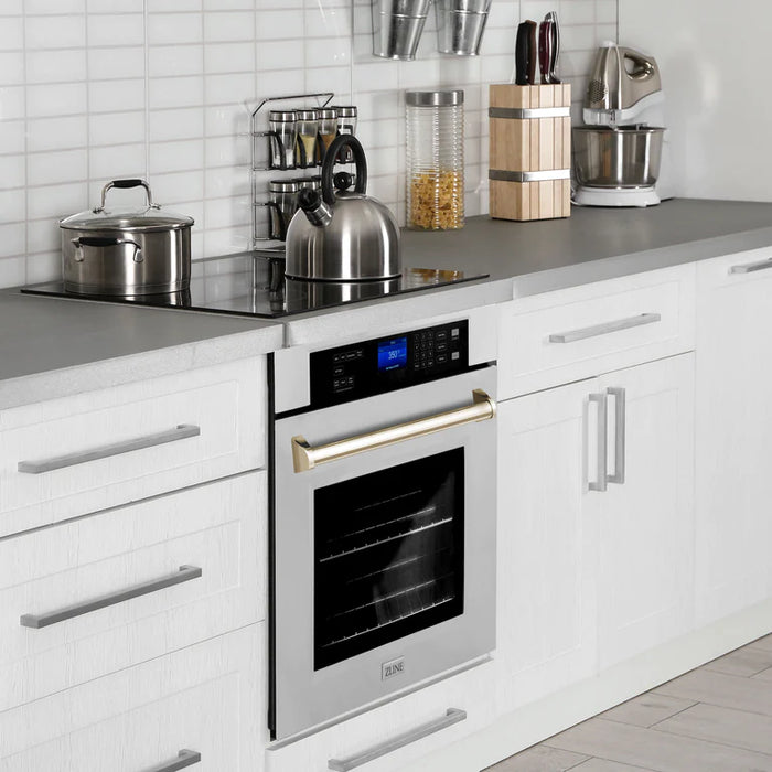 ZLINE 30 In. Autograph Edition Single Wall Oven with Self Clean and True Convection in Stainless Steel and Gold