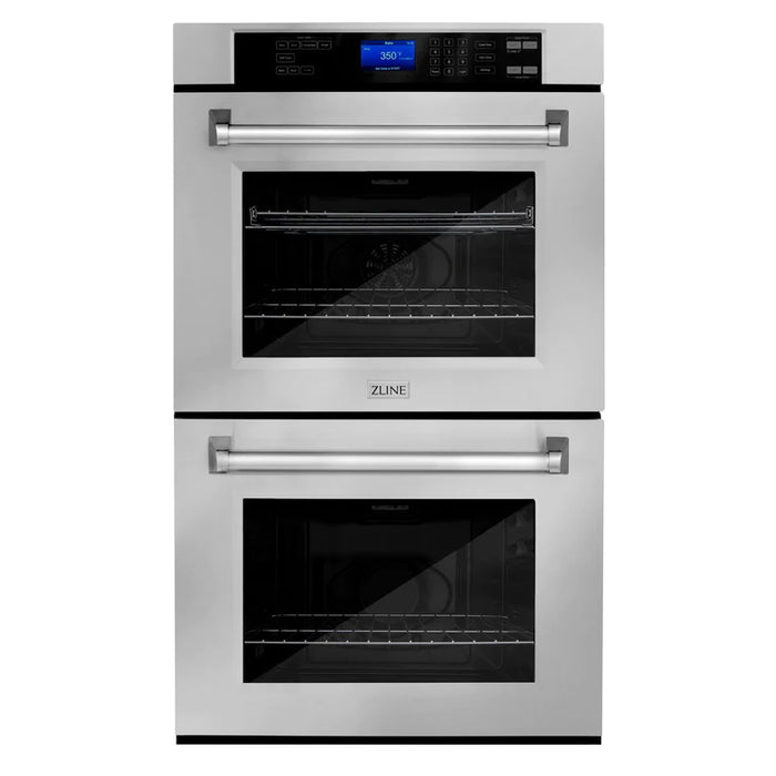 ZLINE Kitchen Package with Water and Ice Dispenser Refrigerator, 30" Rangetop, 30" Range Hood, 30" Double Wall Oven, and 24" Tall Tub Dishwasher