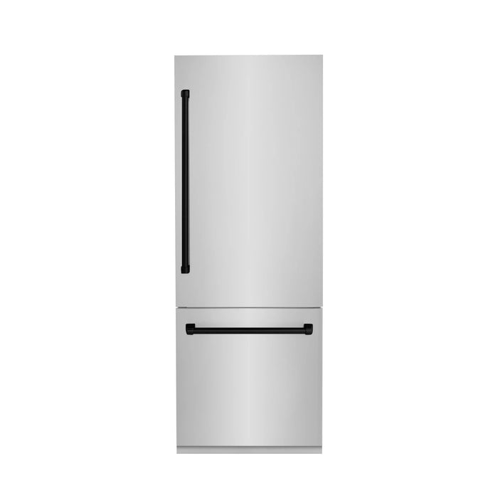 ZLINE Autograph 30 In. 16.1 cu. ft. Built-In Refrigerator with Internal Water and Ice Dispenser with Matte Black Accents