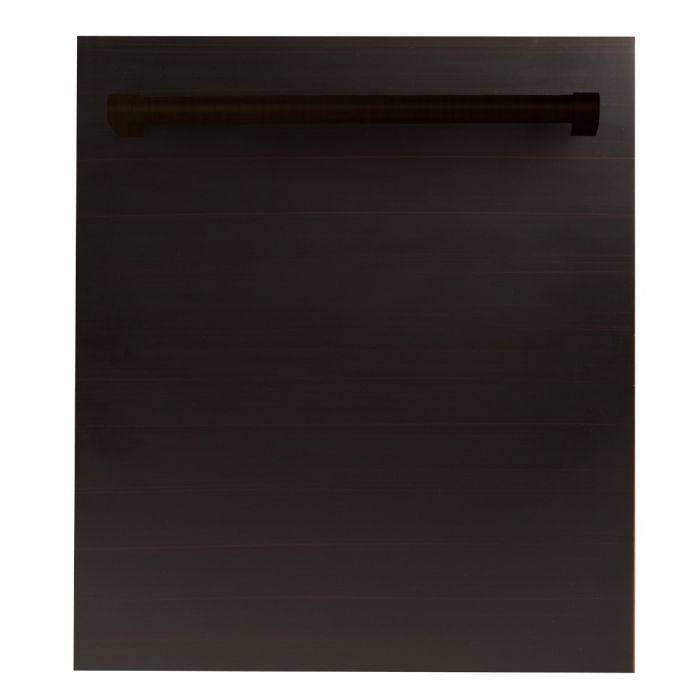 ZLINE 24 in. Top Control Dishwasher Oil-Rubbed Bronze with Stainless Steel Tub and Traditional Style Handle