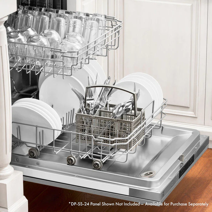 ZLINE 24 in. Top Control Dishwasher in Custom Panel Ready with Stainless Steel Tub