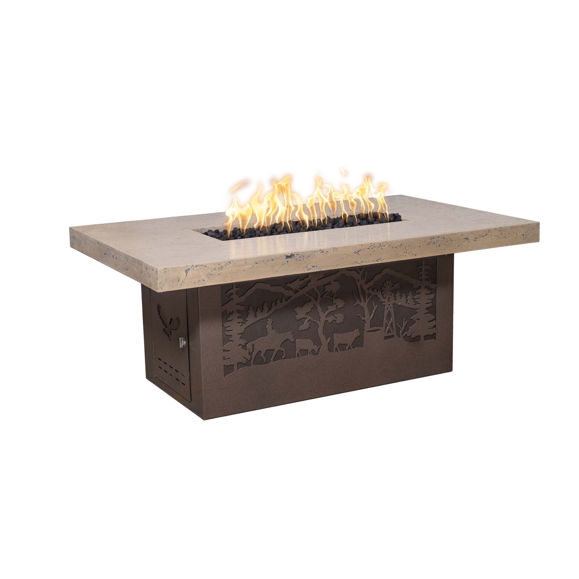 The Outdoor Plus The Rectangle Outback Fire Pit | Concrete Top & Powder Coated Base
