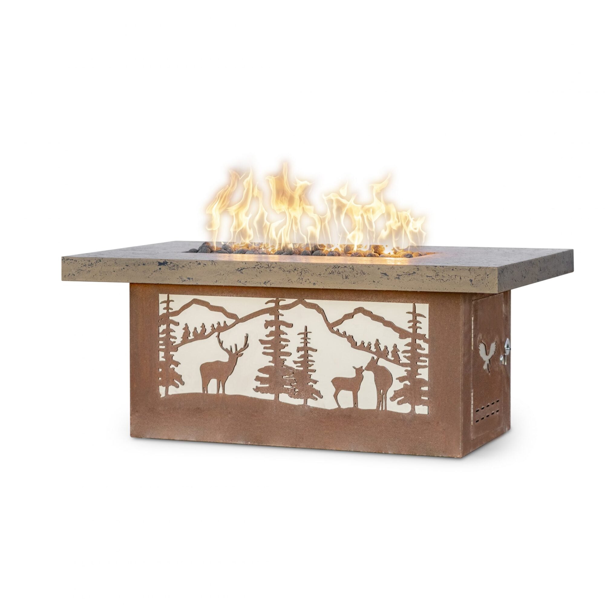 The Outdoor Plus The Rectangle Outback Fire Pit | Concrete Top & Powder Coated Base