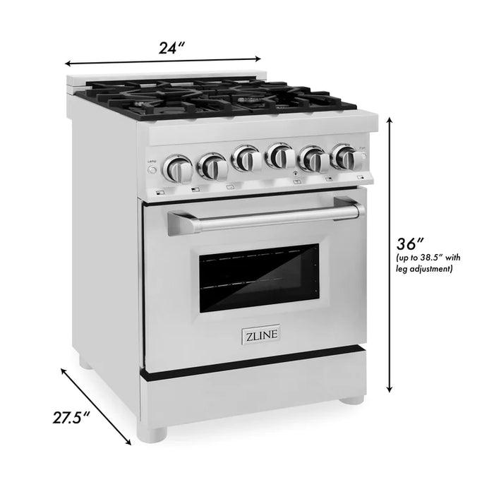 ZLINE 24 Inch 2.8 cu. ft. Range with Gas Stove and Gas Oven in Stainless Steel