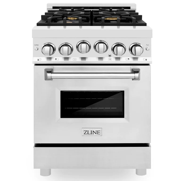 ZLINE 24 Inch 2.8 cu. ft. Range with Gas Stove and Gas Oven in Stainless Steel with Brass Burners