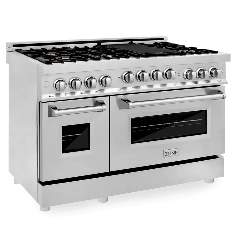 ZLINE 48 Inch 6.0 cu. ft. Range with Gas Stove and Gas Oven in Stainless Steel with Brass Burners