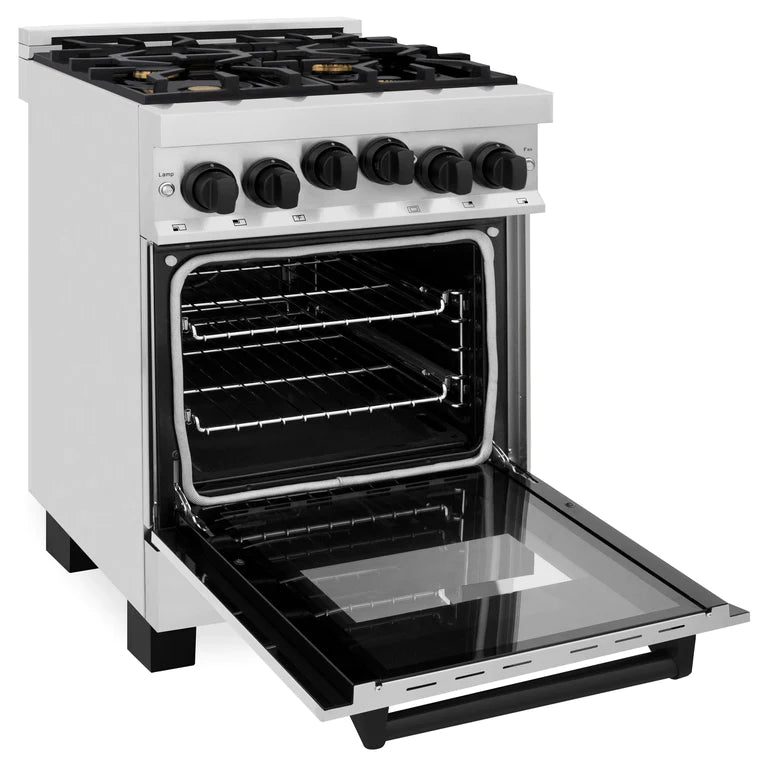 ZLINE Autograph Edition 24 in. Range with Gas Burner and Gas Oven in Stainless Steel with Matte Black Accents