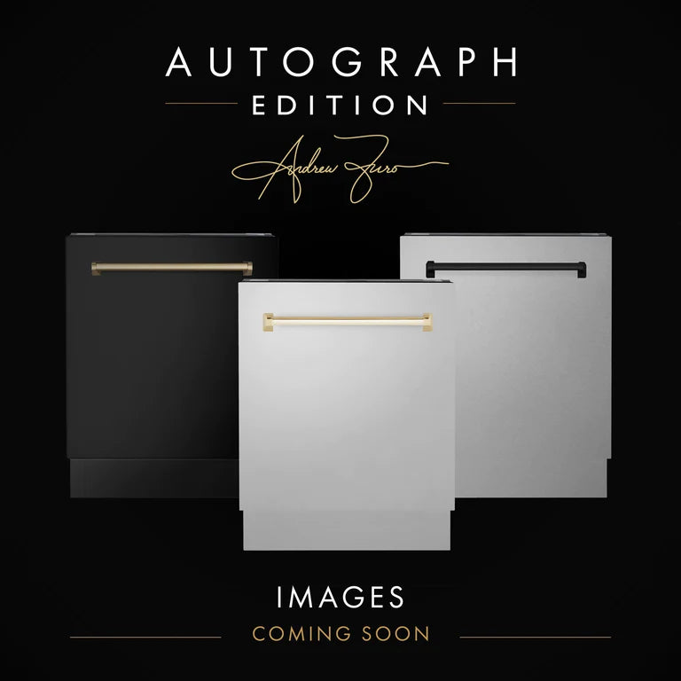 ZLINE Autograph Series 24 inch Tall Dishwasher in DuraSnow® Stainless Steel with Champagne Bronze Handle