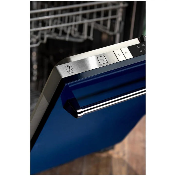 ZLINE 24 in. Top Control Dishwasher in Blue Matte with Stainless Steel Tub