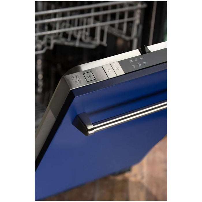 ZLINE 18 in. Top Control Dishwasher in Blue Matte Stainless Steel