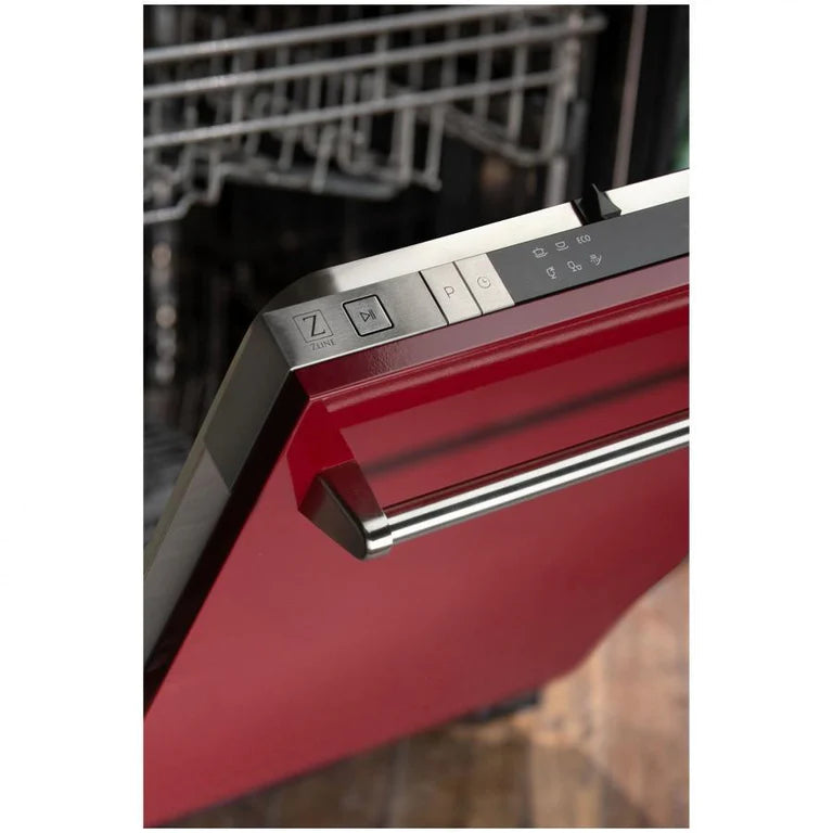ZLINE 18 in. Top Control Dishwasher in Red Gloss Stainless Steel