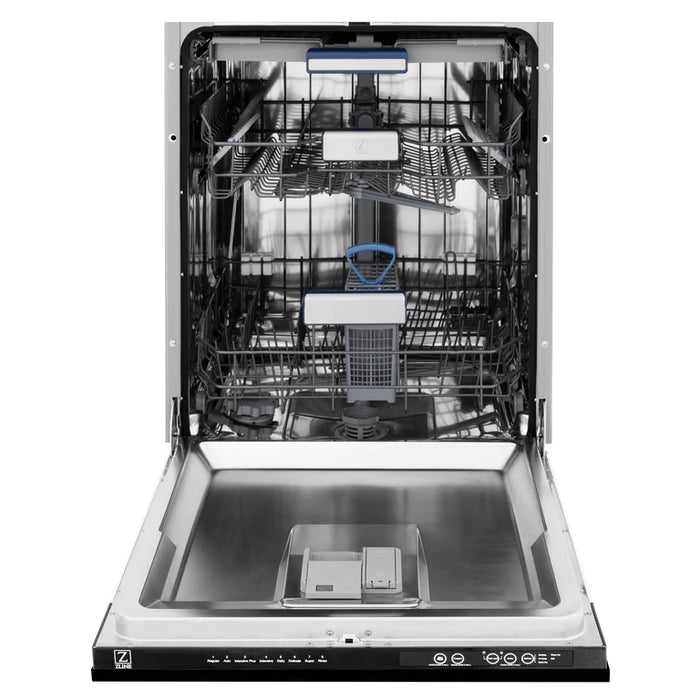 ZLINE 24 In. Tallac Series 3rd Rack Dishwasher in Black Stainless Steel with Stainless Steel Tub