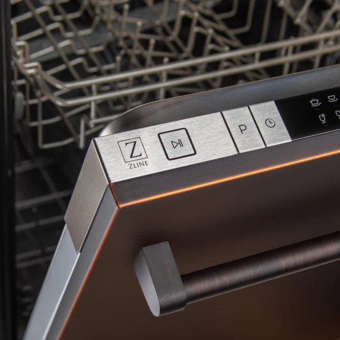 ZLINE 18 in. Top Control Dishwasher in Oil-Rubbed Bronze with Stainless Steel Tub and Traditional Style Handle