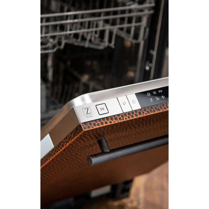 ZLINE 18 in. Top Control Dishwasher in Hand-Hammered Copper with Stainless Steel Tub