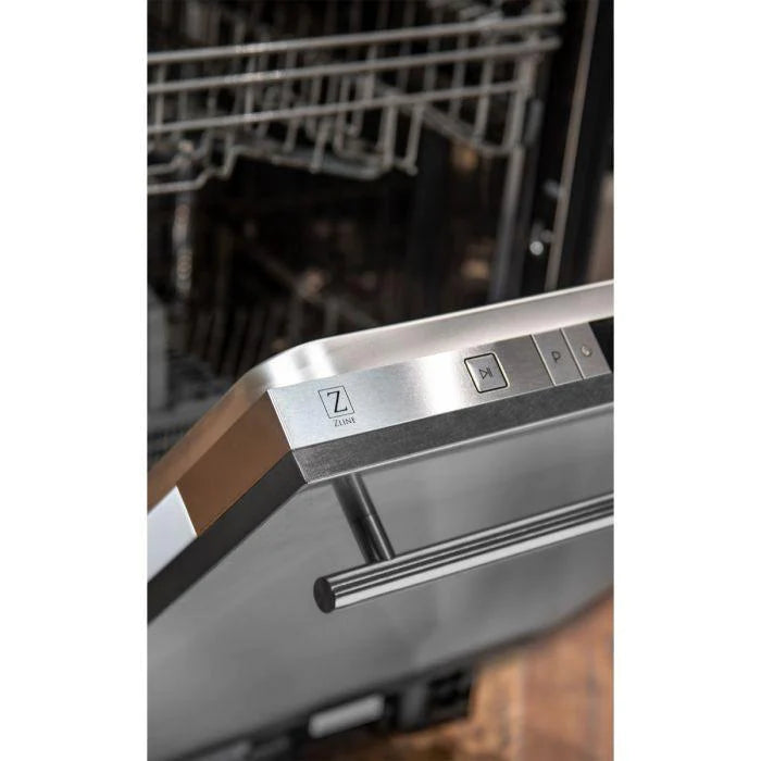 ZLINE 24 in. Top Control Dishwasher in DuraSnow® Finished Stainless Steel with Traditional Handle