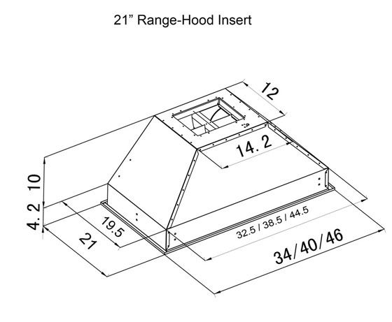 ZLINE 34 in. Outdoor Range Hood Insert in Stainless Steel (21 in. Depth), 721-304-34