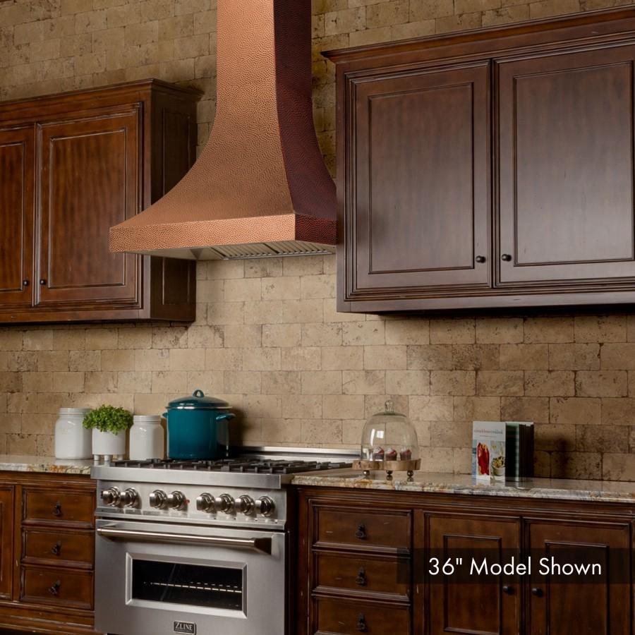 ZLINE 36 in. Designer Series Hand-Hammered Copper Finish Wall Range Hood, 8632H-36