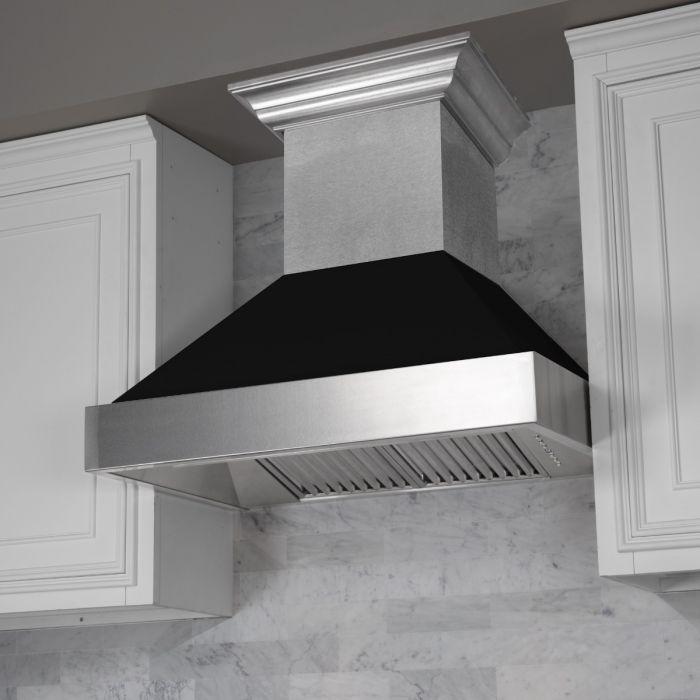 ZLINE 36 in. Ducted DuraSnow® Stainless Steel Range Hood with Black Matte Shell, 8654BLM-36