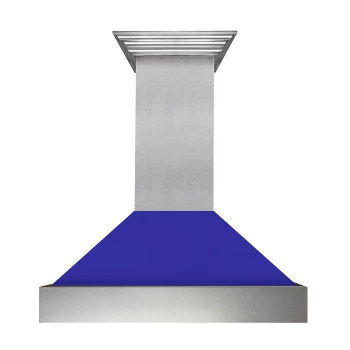 ZLINE 30 in. Ducted DuraSnow® Stainless Steel Range Hood with Blue Matte Shell, 8654BM-30