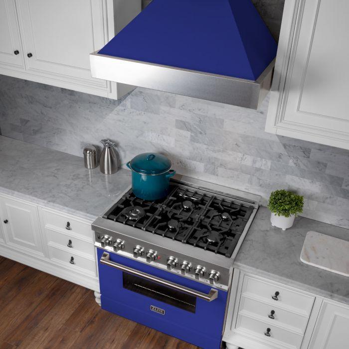 ZLINE 30 in. Ducted DuraSnow® Stainless Steel Range Hood with Blue Matte Shell, 8654BM-30