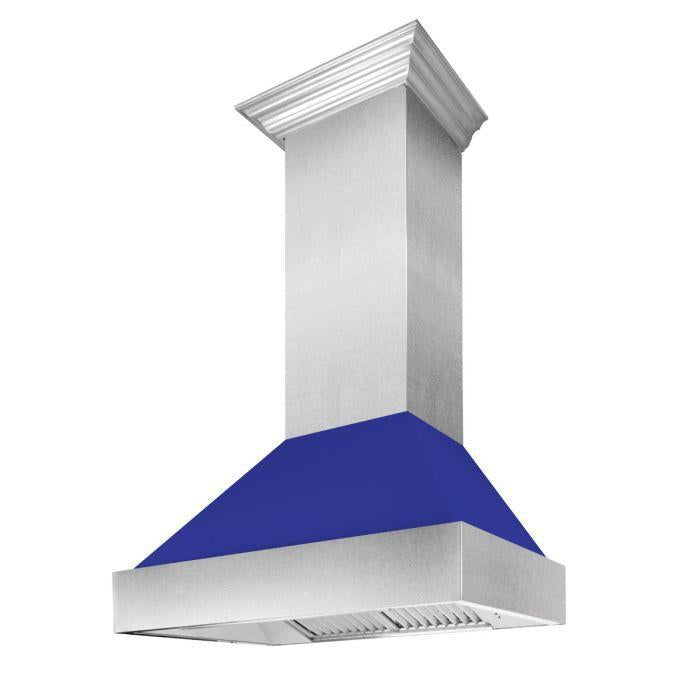 ZLINE 42 in. Ducted DuraSnow® Stainless Steel Range Hood with Blue Matte Shell, 8654BM-42
