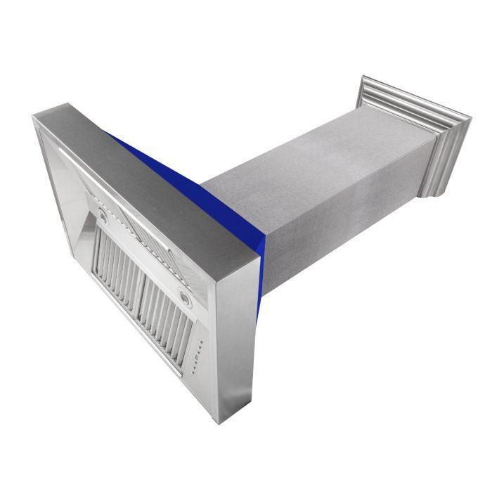 ZLINE 48 in. Ducted DuraSnow® Stainless Steel Range Hood with Blue Matte Shell, 8654BM-48