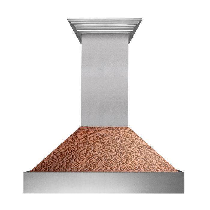 ZLINE 30 in. Ducted DuraSnow® Stainless Steel Range Hood with Hand-Hammered Copper Shell, 8654HH-30