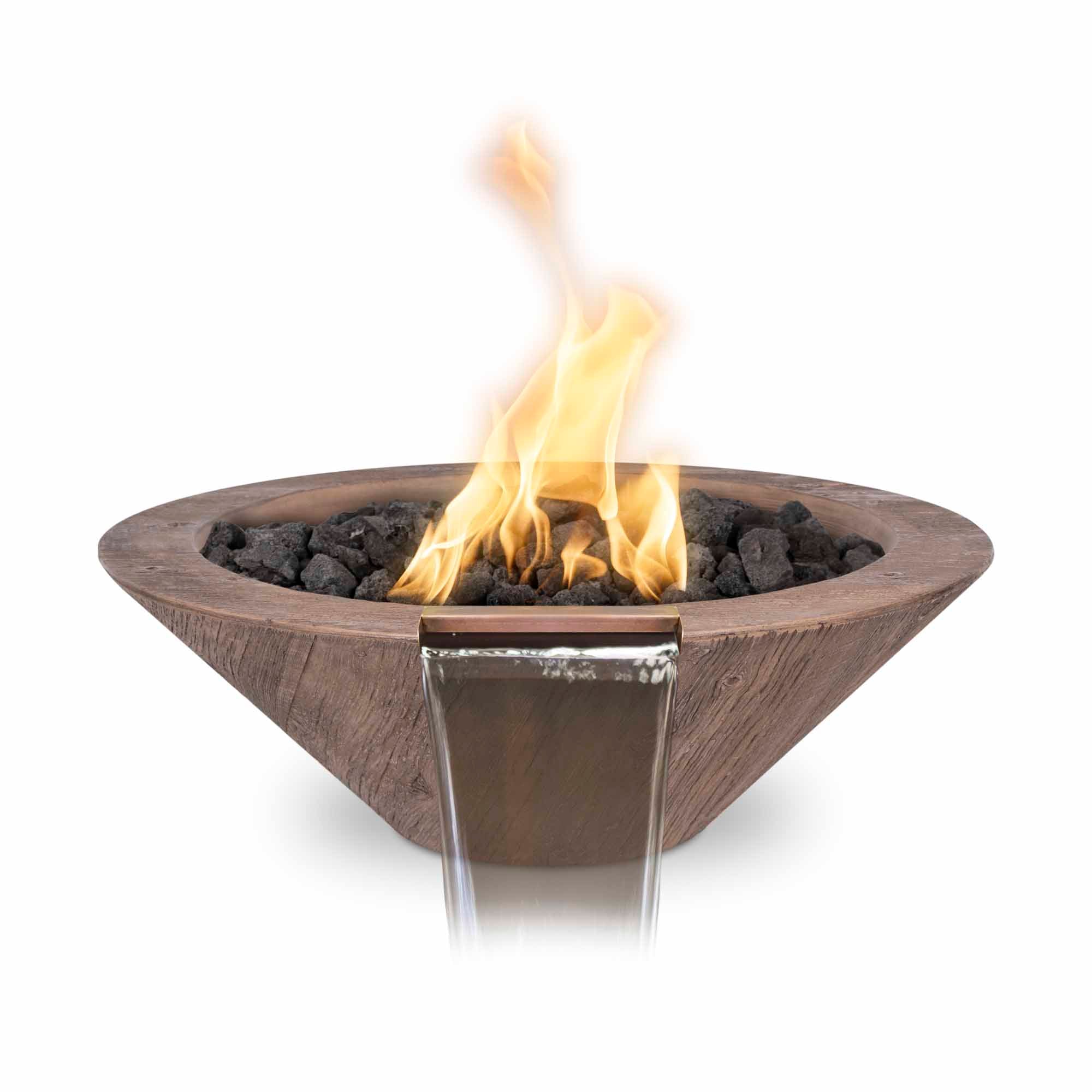 The Outdoor Plus Cazo Fire & Water Bowl | Wood Grain Concrete