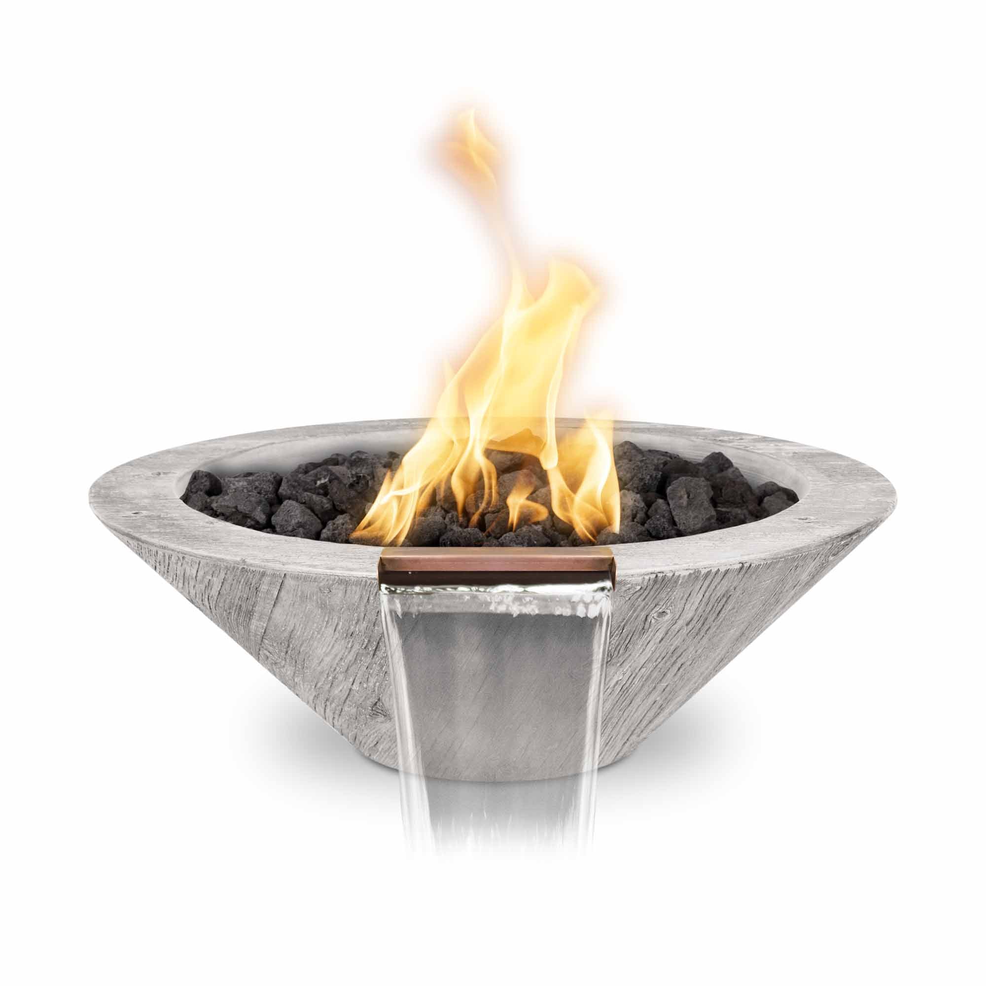 The Outdoor Plus Cazo Fire & Water Bowl | Wood Grain Concrete