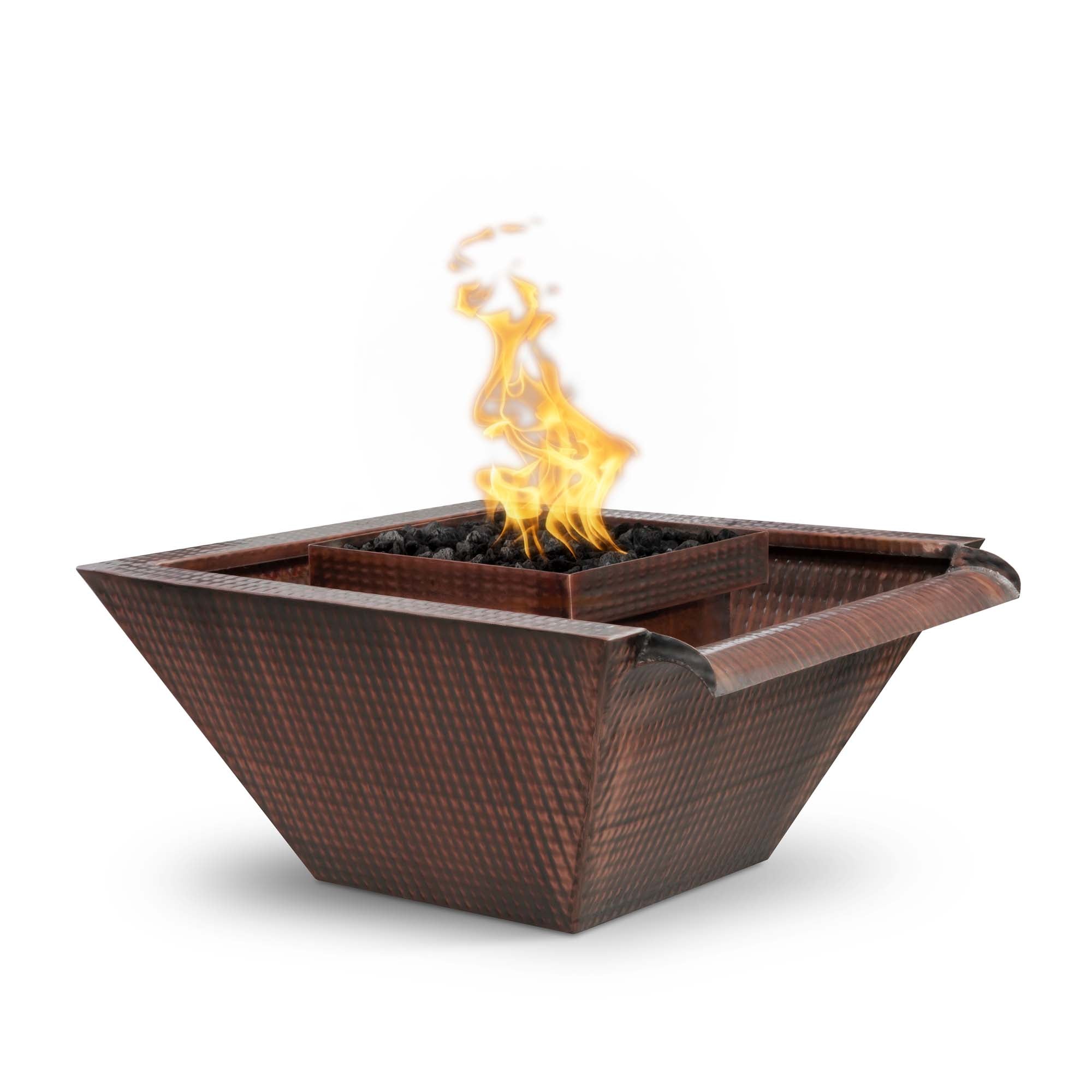 The Outdoor Plus Maya Fire & Water Bowl Wide Gravity Spill | Hammered Copper