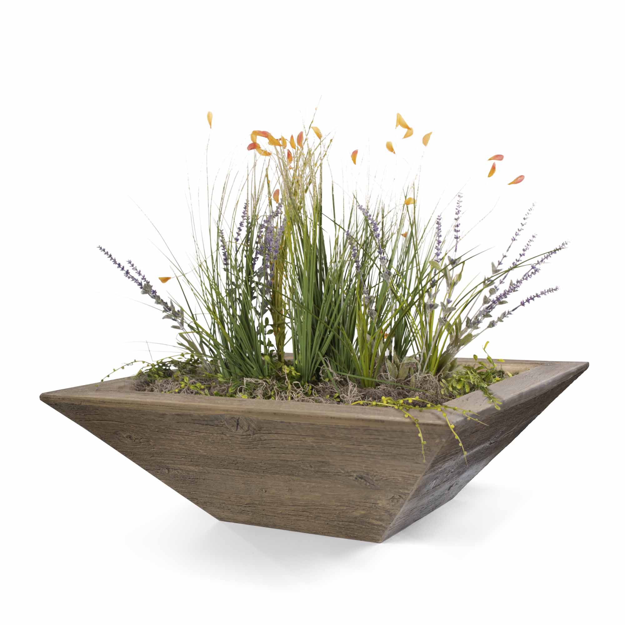 The Outdoor Plus Maya Planter Bowl | Wood Grain Concrete