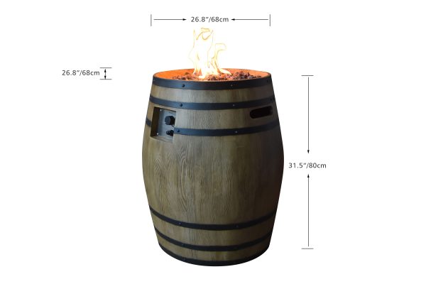 Elementi Napa Barrel Propane Fire Pit - Redwood