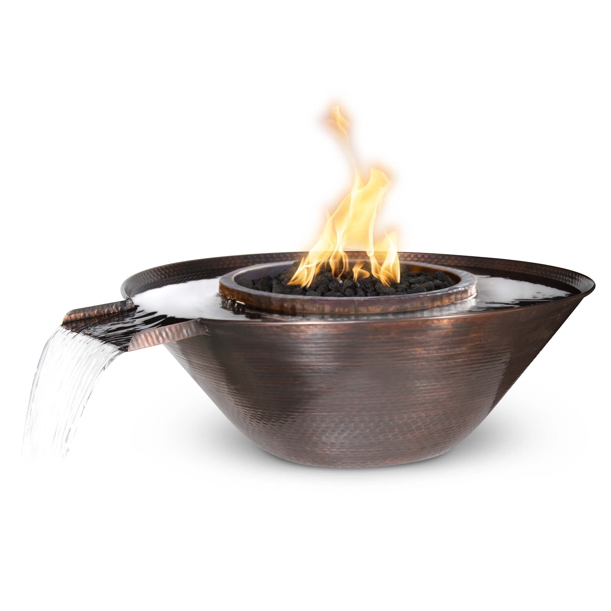 The Outdoor Plus Remi Fire & Water Bowl Gravity Spill | Hammered Patina Copper