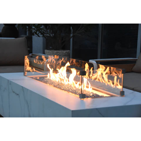 Elementi Carrara Marble Porcelain Fire Table