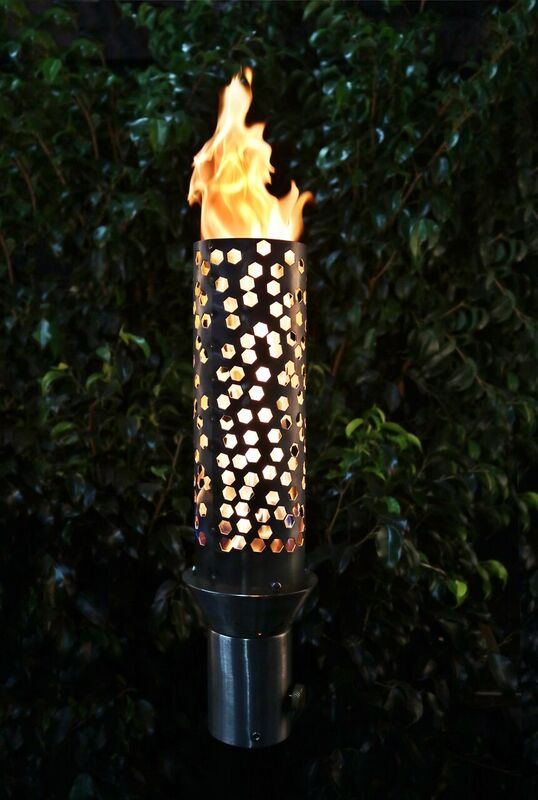 The Outdoor Plus Honeycomb Fire Torch with Free Cover - Stainless Steel