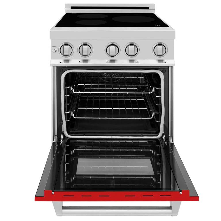 ZLINE 24 Inch 2.8 cu. ft. Induction Range with a 3 Element Stove and Electric Oven in Red Gloss