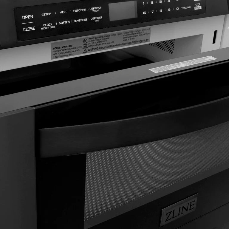 ZLINE 24 in. 1.2 Cu. Ft. Microwave Drawer In Black Stainless Steel