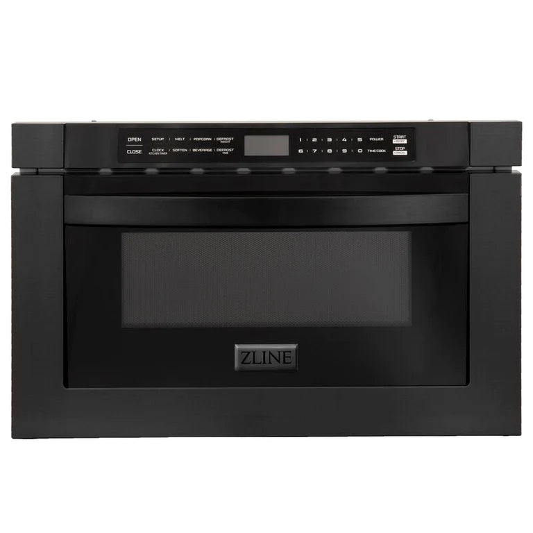 ZLINE 36" Kitchen Package with Black Stainless Steel Dual Fuel Range, Range Hood, Microwave Drawer and Dishwasher