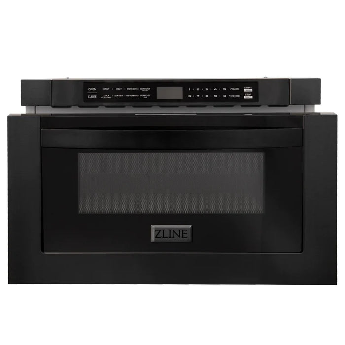 ZLINE 36" Kitchen Package with Black Stainless Steel Dual Fuel Range, Range Hood, Microwave Drawer and Dishwasher