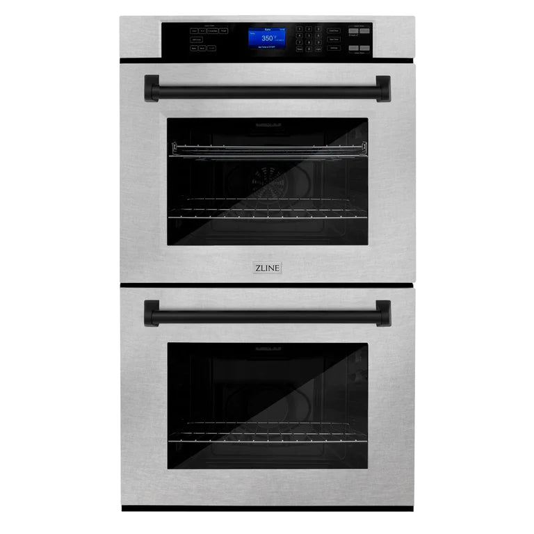 ZLINE 30 In. Autograph Edition Double Wall Oven with Self Clean and True Convection in DuraSnow® Stainless Steel and Matte Black