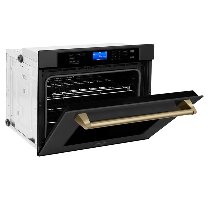 ZLINE 30 In. Autograph Edition Single Wall Oven with Self Clean and True Convection in Black Stainless Steel and Champagne Bronze