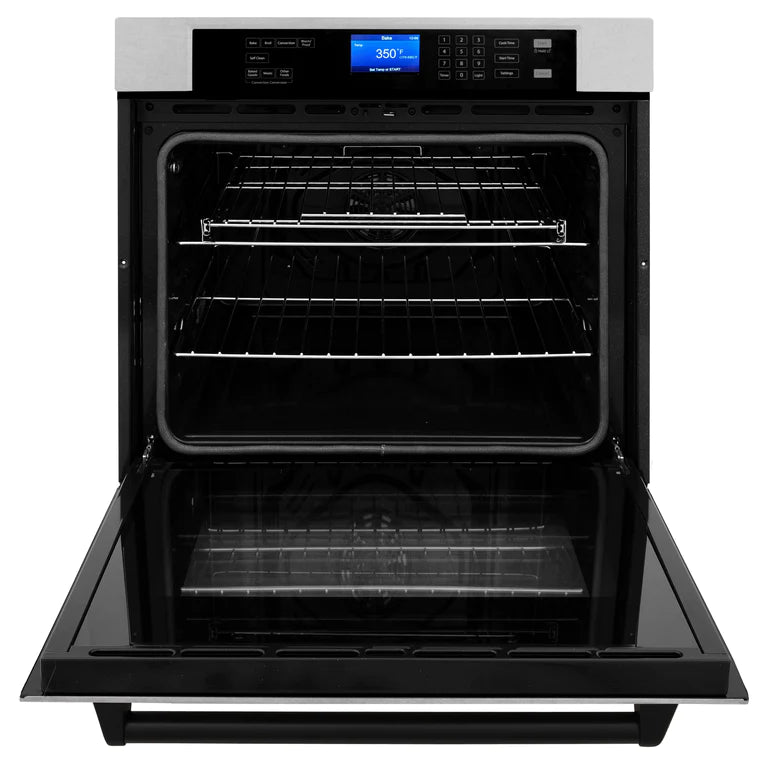 ZLINE 30 In. Autograph Edition Single Wall Oven with Self Clean and True Convection in DuraSnow® Stainless Steel and Matte Black