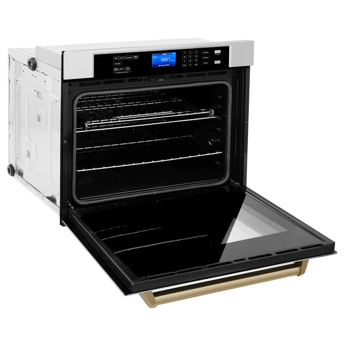 ZLINE 30 In. Autograph Edition Single Wall Oven with Self Clean and True Convection in Stainless Steel and Champagne Bronze
