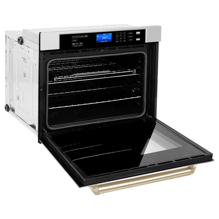 ZLINE 30 In. Autograph Edition Single Wall Oven with Self Clean and True Convection in Stainless Steel and Gold