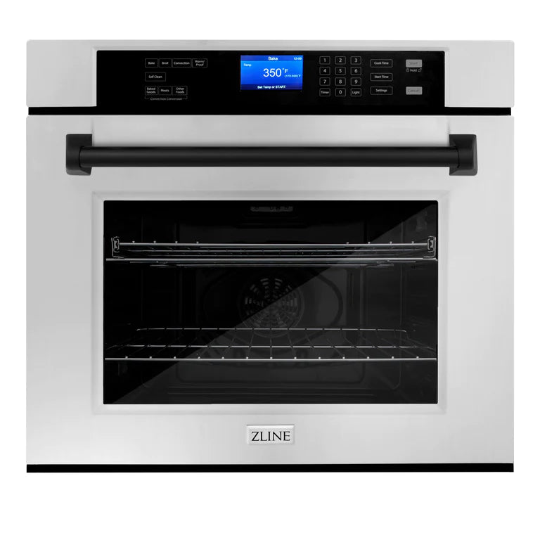 ZLINE 30 In. Autograph Edition Single Wall Oven with Self Clean and True Convection in Stainless Steel and Matte Black