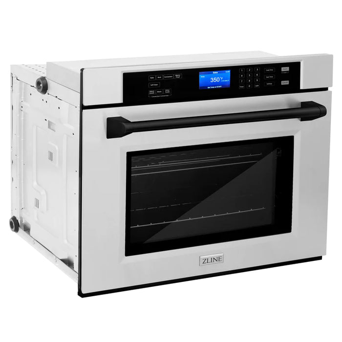 ZLINE 30 In. Autograph Edition Single Wall Oven with Self Clean and True Convection in Stainless Steel and Matte Black